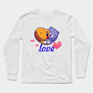 Cute dog says Be Mine on Valentines Day Long Sleeve T-Shirt